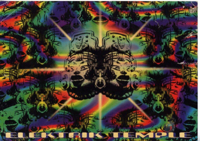 ELEKTRIK TEMPLE London Fields Techno Trance Rave Flyer 1994 size A5