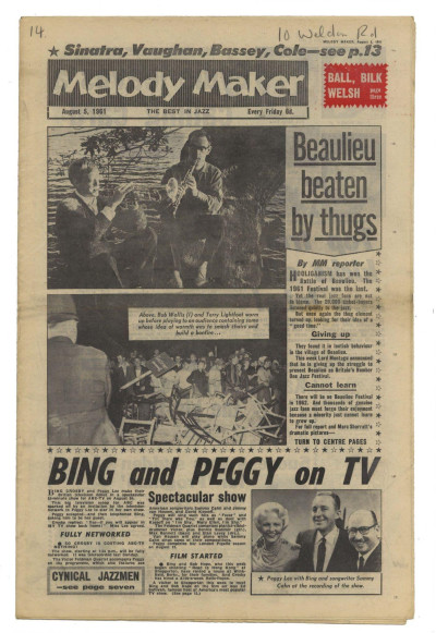 Melody Maker August 5, 1961 Battle of Beaulieu Billie Holiday Miles Davis KId Ory