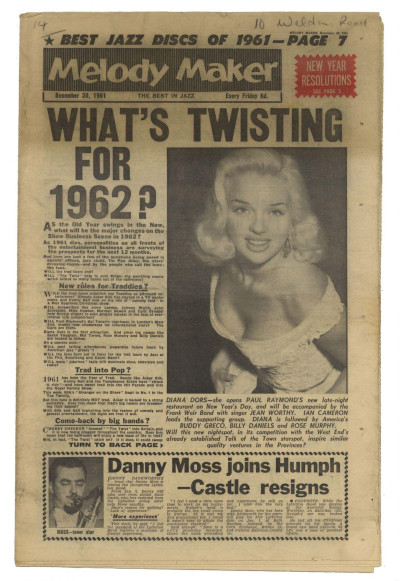Melody Maker December 30, 1961 Diana Dors Miles Davis Billie Holiday Screaming Lord Sutch