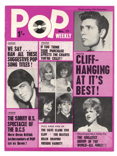Pop Weekly Magazine No 17 19 December 1964 Freddie Garrity Dave Clark 5 Cliff Richard Helen Shapiro The Beatles