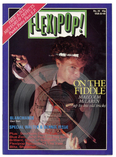 Flexipop Magazine No 26 with Punk flexi disc Malcolm McLaren the Meteors Southern Death Cult John Peel Honey Bane Brilliant Flock Of Seagulls