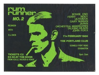 Rum Runners at Portland Club Rare poster from Birmingham Edgbaston  David Bowie image around 1981