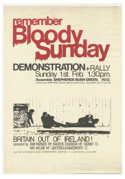 Remembering Bloody Sunday Comemoration Demo/Rally Poster 1970 BRITAIN OUT OF IRELAND! IRA