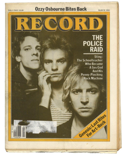 Record magazine March 1982 Vol 1 No 5  Police Genesis Ozzy Osbourne Richard Thompson Bob Marley