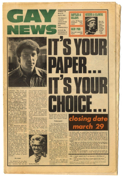Gay News magzine/newspaper No 139 March 23 - April 5, 1978 Mary Whitehouse blasphemy trial