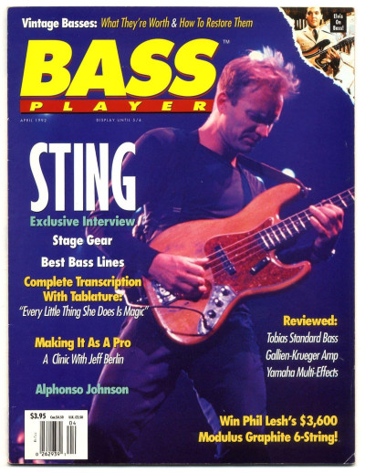 Bass Player Magazine April 1992 Sting interview Alphonso Johnson Vintage basses
