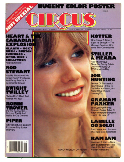 Circus Magazine November 24 1977 Heart Rod Stewart Graham Parker Robin Rush Ted Nugent Klaatu
