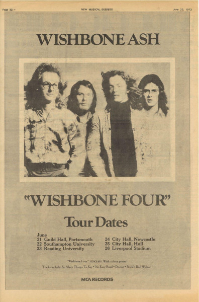 Wishbone Ash Tour 1973 UK Poster Size Original Vintage music press Music cutting/clipping