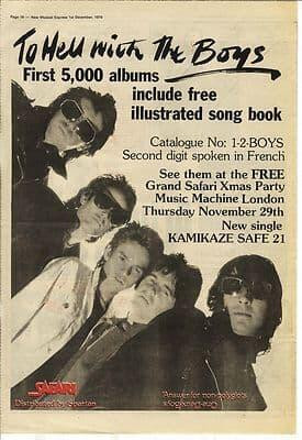 THE BOYS To Hell with Poster Size vintage music press advert cutting/clipping 1979