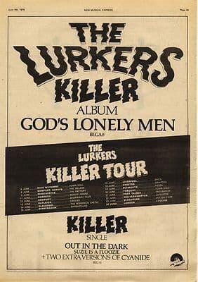 THE LURKERS God's Lonely Men Press Poster Size vintage music press advert cutting/clipping 1979
