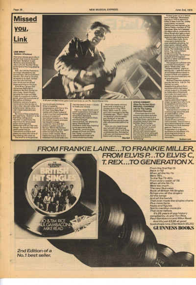 LINK WRAY Bullshot review Nick Lowe Labour of lust UK press article cutting/clipping 1979
