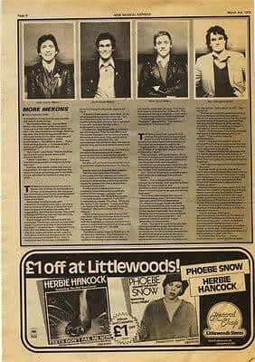 THE MEKONS 1 page Music Press article/cutting/clipping 1979