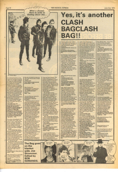 Clash Bagclash Letters page article cutting/clipping 1978 (1)