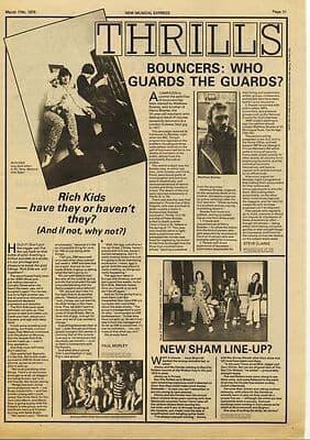 RICH KIDS Music Press article/cutting/clipping 1979