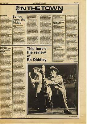 BO DIDDLEY MAGAZINE RICHARD THOMPSON Music Press article/cutting/clipping 1979
