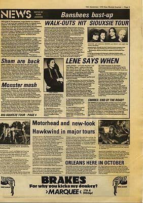 Motorhead Hawkwind Siouxsie Press article/cutting/clipping 1979