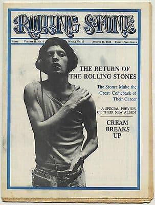 Rolling Stone Magazine No 15, 10 August 1968 Rolling Stones Beggars Banquet album preview Cream