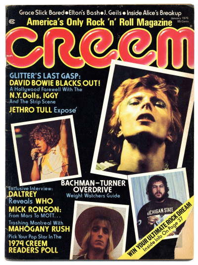 Creem Magazine January 1975 Bowie Jethro Tull Mick Ronson Iggy Pop New York Dolls Daltrey Who