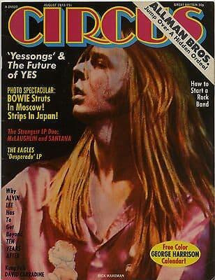 Circus Magazine August 1973 Alice Cooper Yes David Bowie David Carradine Alvin Lee John McLaughin