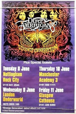 DIRTY AMERICANS Strange Generation Orig 2004 Tour Poster Appx 29"x18" 46x74cm