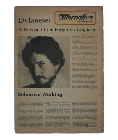 ALTERNATIVE (to alienation) Magazine No 7 March/April 1976 Bob Dylan Homophobia Mysticism & Fascism
